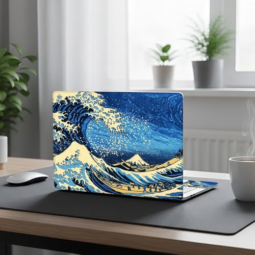 Aesthetic Laptop Skin Cover,12-15.6 Inch Universal Vinyl Sticker Decal,Waterproof Scratch-Resistant Notebook Wrap,Removable Residue-Free Protector,Wave Night Star - color: Wave Night Star