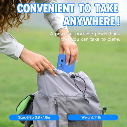 Portable Power Station with AC Outlet, Powkey 65W/110V External Battery Pack 24000mAh/88.8Wh Power Pack, Portable Power Source Supply Backup for Outdoor Tent Camping Home Blue | Powkey 86Wh Lithium Battery Pack with 65W AC Outlet, Emergency Backup Power S