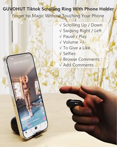 Remote Control for TikTok,Air Finger Ring Mouse with Touchpad, Bluetooth Page Turner for iPad/Kindle App/iPhone/Android (Black)