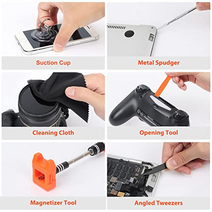 STREBITO Precision Screwdriver Set 142-Piece Electronic Repair Tool Kit with Torx T5 T6 T8 T15, Triwing Y000, Star P5, Gamebit, Tech Toolkit for Computer, Laptop, iPhone, Nintendo, PS5, Ring, Orange | 120 Bits Magnetic Repair Tool Kit for iPhone, MacBook,
