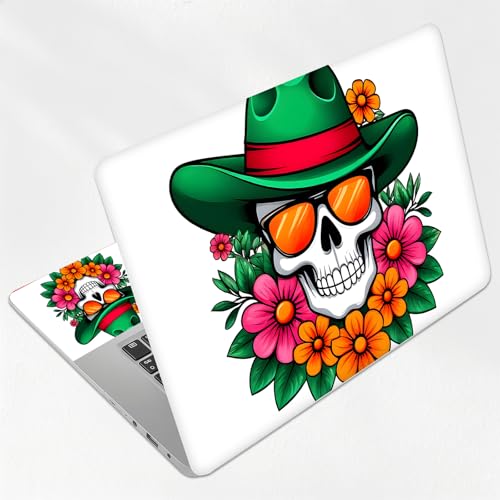 Beach Party Skull Sunglasses Universal Laptop Skin Sticker 3PCS, Protective Decal Trim-to-Fit 11.6" 13.3" 14" 15.6" Laptop Vinyl Cover, Removable Anti-Scratch Computer Decal Protector - color: Beach Party Skull Sunglasses