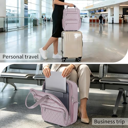 Underseat Carry On Luggage with Wheels, 17 inch Lightweight Overnight Soft Sided Personal Luggage Bag Carry-On Suitcase for Short Trip Travel Business, Pink - color: Purple Pink
