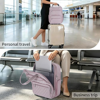 Underseat Carry On Luggage with Wheels, 17 inch Lightweight Overnight Soft Sided Personal Luggage Bag Carry-On Suitcase for Short Trip Travel Business, Pink - color: Purple Pink