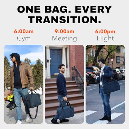 The FTL Pro Mens Travel Bag - 30L Premium Work to Gym Weekender Duffel with Garment Bag, Shoe Space & 18" Laptop Sleeve - Organized Athletic Business Carry On Hybrid, Fits Under Airplane Seat - Blue - color: Essex Blue, style: Pro