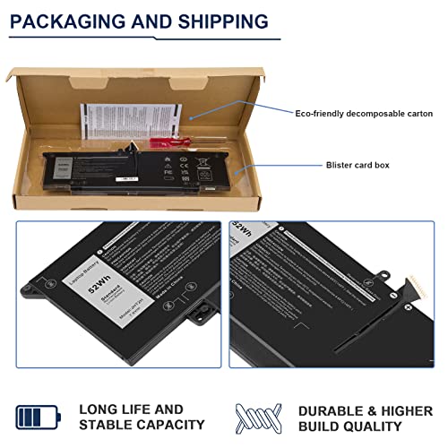 JHT2H Laptop Battery for Dell Latitude 7310 7410 Latitude 7410 Chromebook Enterprise Series P33S P34 S4V5X2 YY3GJ 2561J Y7HR3 35J09 HRGYV 0HRG WY9MP XMV7T 09YYF 7CXN6 T3JWC K36KR X825P XMT81 XMV7T - size: 10.43*3.9*0.24inch
