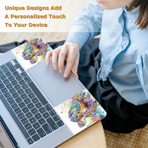 Universal Laptop Skin Sticker with 2 Wrist Pad Decals, 3-Piece Removable Vinyl Laptop Cover, Watercolor Turtle Waterproof Anti-Scratch, Easy-Trim Fit for 13.3" 14" 15.6" Laptops - color: Watercolor Turtle