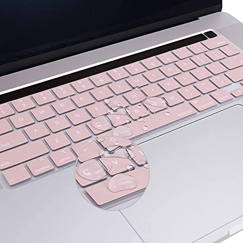 MOSISO Keyboard Cover Compatible with MacBook Pro 13 inch M2 M1 | 2023-2020 A2338 A2289 A2251&Compatible with MacBook Pro 16 2020 2019 A2141 Touch ID, Protective Silicone Skin, Rose Quartz - color: Rose Quartz