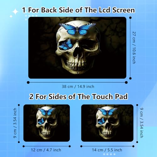 Universal Laptop Skin Sticker Decal for 11.6”12" 13" 13.3" 14" 15" 15.4" 15.6" Reusable Waterproof Scratch-Scratch Resistant Protective Vinyl Laptop Notebook Skin Stickers - Blus Butterflies Skull - color: Blus Butterflies Skull