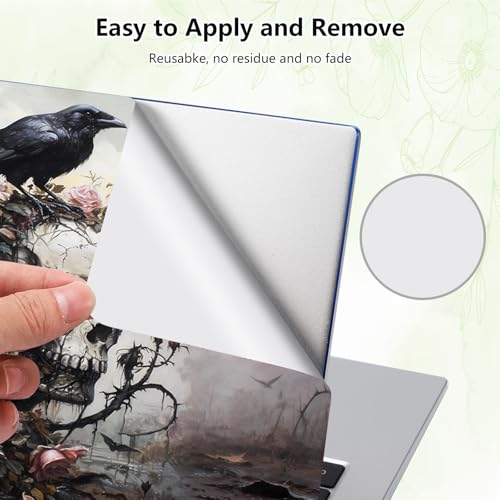 Laptop Skin Sticker Decal, Universal Reusable Vinyl Laptop Cover for 12" 13" 13.3" 14" 15" 15.4" 15.6" Notebook PC, Waterproof Scratch-Resistant with 2 Wrist Pads, Easy to Apply & Remove,Crow Skull - color: Crow Skull