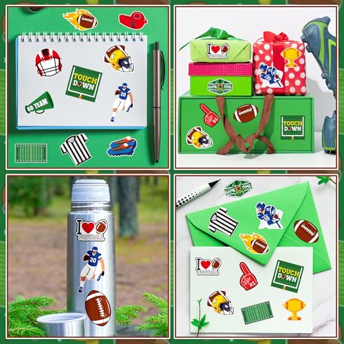 Haooryx Football Sport Stickers Rolls - 1000 Pcs Football Rugby Rugger Waterproof Vinyl Reusable Laptop Stickers Scrapbook Water Bottle Page Activity Pad Birthday Party Favor Kids Skateboard - style: Football 2Roll