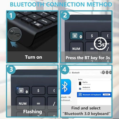 Lekvey Bluetooth Number Pad for Laptop, Wireless Numeric keypad, 28 Keys Numpad Number Keypad Bluetooth 10 Keys Number Pad for Laptop, MacBook Air/Pro, iMac, Surface Pro, etc - color: Classic Black