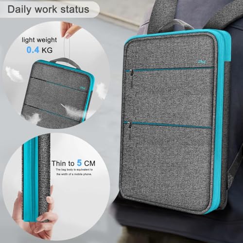 Travel Laptop Backpack with Small Case for 15-16 inch Notebooks, Slim & Expandable Computer Bag for College Business Commute for Men and Women,Light Gray-Blue - color: Light Gray-blue