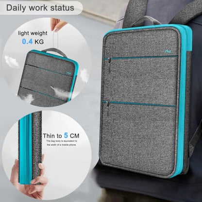 Travel Laptop Backpack with Small Case for 15-16 inch Notebooks, Slim & Expandable Computer Bag for College Business Commute for Men and Women,Light Gray-Blue - color: Light Gray-blue