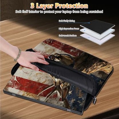 10 inch Laptop Sleeve with Laptop Skin Sticker Set – Slim Protective Case with Smooth Zipper, Lightweight Tablet & Notebook Sleeve for Travel & Daily Carry, Deer Flags - color: Deer Flag, size: 10 inch