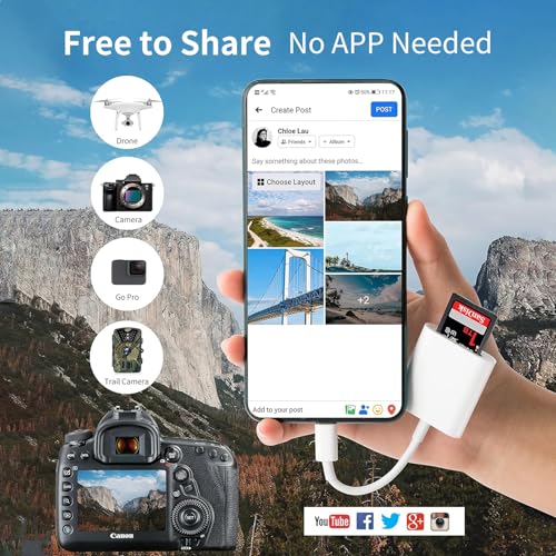 USB C SD Card Reader 2-in-1, USB-C to SD/Micro SD Card Reader for iPhone 15/16 Pro Max, iPad Pro/MacBook, Digital Camera, Fast Data Transfer, Compact Memory Card Adapter-2 Slots