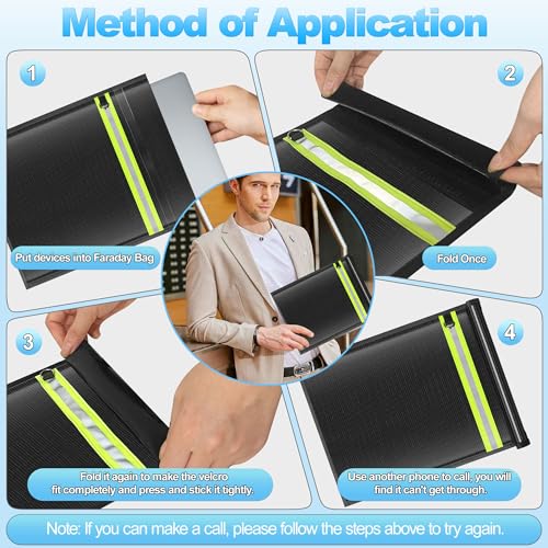2 Pack Faraday Bags,Portable Faraday Key Fob Protector EMP Protection Bags,Faraday Bags for Phones,Faraday Pouch for Key Fob with Reflective Strip,Water Resistant,Fire Retardant,Foldable,Black - size: 2 Pack XS-S(Up to Phone)