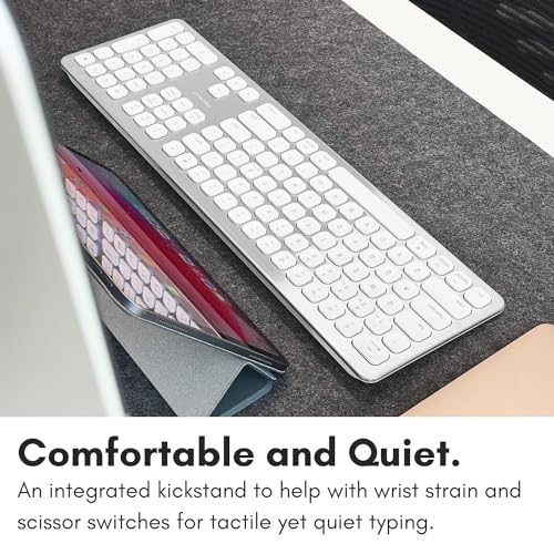 Macally Premium Bluetooth Keyboard for Mac - Compatible Apple Keyboard with Numeric Keypad - Multi Device Wireless for MacBook Pro/Air, Mac mini Pro, iMac, Laptop