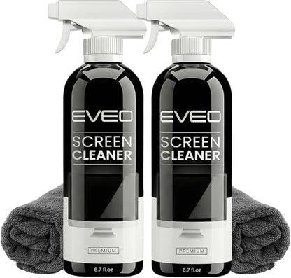 EVEO® Screen Cleaner Spray Kit (Streak-Free) TV Screen Cleaner for Smart TV, LCD, LED, OLED | Computer Screen Cleaner Spray and Wipe Microfiber Cloth - TV, Monitor, Laptop, iPad, Car - 6.7oz 2 Pack - size: 2 Pack