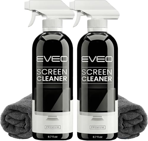 EVEO® Screen Cleaner Spray Kit (Streak-Free) TV Screen Cleaner for Smart TV, LCD, LED, OLED | Computer Screen Cleaner Spray and Wipe Microfiber Cloth - TV, Monitor, Laptop, iPad, Car - 6.7oz 2 Pack - size: 2 Pack