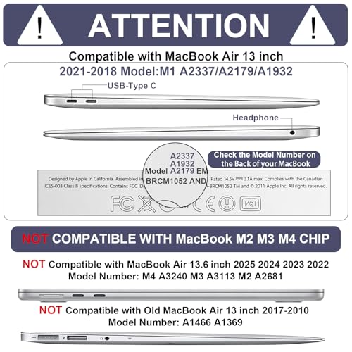 B BELK Compatible with MacBook Air 13 inch Case 2021 2020 2019 2018 M1 Chip | A2337 A2179 A1932, Plastic Hard Shell for MacBook Air 13.3 inch Case with Keyboard Cover&Screen Protector, Blue White Marble - color: Blue White Marble
