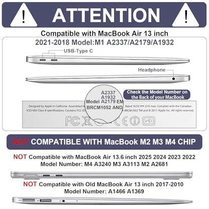 B BELK Compatible with MacBook Air 13 inch Case 2021 2020 2019 2018 M1 Chip | A2337 A2179 A1932, Plastic Hard Shell for MacBook Air 13.3 inch Case with Keyboard Cover&Screen Protector, Blue White Marble - color: Blue White Marble