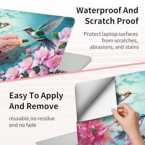 15.6 Inch Laptop Skin Sticker, Reusable Vinyl Cover Protector with 2 Wrist Pad Skins, Removable Waterproof Scratch-Resistant for 12-15.6 Inch Laptop Notebook,Three Humming Birds - color: Three Humming Birds
