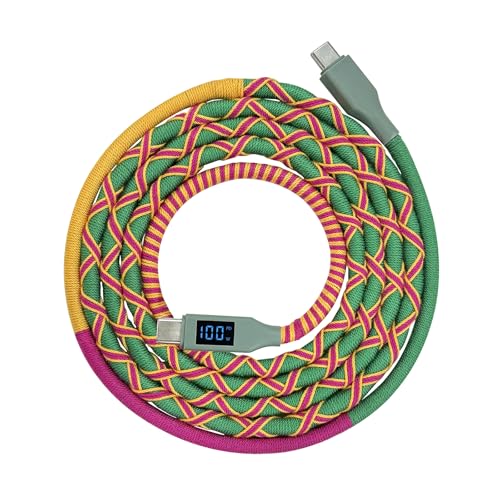 MOGOOD USB C to USB C Cable, 1.5M Type C to Type C Cable Nylon Braided, 100W Fast Charging Cord with LED Display, Compatible with MacBook, iPad Pro, Samsung Galaxy Z Flip6, Google Pixel 9 Pro XL - size: 1.5M/4.9FT, style: 100W