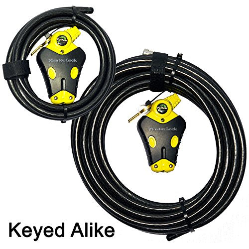 Master Lock - Two Python Adjustable Cable Locks Keyed Alike, 1-6ft, 1-30ft 8413KACBL-630 - size: 1-6 ft, 1-30 ft