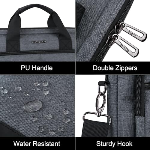 MOSISO Laptop Shoulder Bag for Men, 15-16 inch Computer Bags | Compatible with MacBook Pro 16/Air 15, HP Dell Lenovo Acer, Laptop Messenger Bag with Trolley Sleeve&3 Pockets, Gray&Black