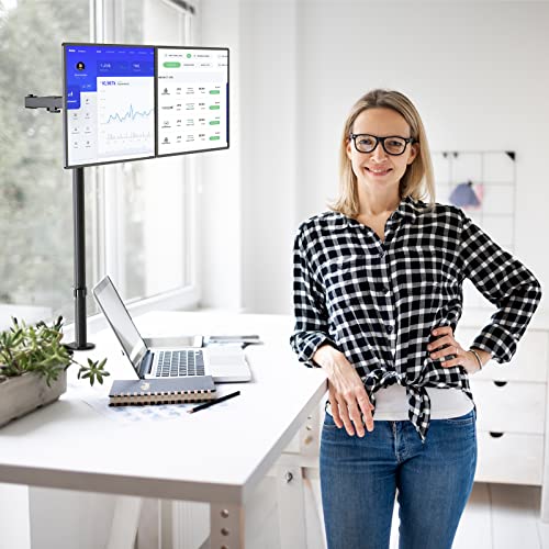 WALI Extra Tall Dual LCD Monitor Fully Adjustable Desk Mount Fits 2 Screens up to 27 inch, 22 lbs. Weight Capacity per Arm (M002XL), Black - size: 13"-27", style: Dual