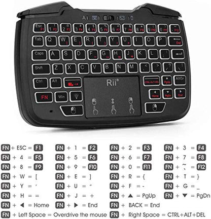 Rii RK707 3 in 1 Multifunctional 2.4GHz Wireless Portable Game Controller | 62-Key Rechargeable Keyboard Mouse Combo Turbo Vibration Function for PC/Raspberry pi2/Android TV Google/TV B