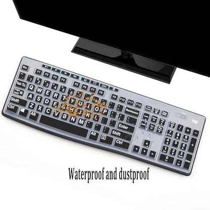Keyboard Cover Skin Protector with Large Letters Fit Logitech MK295 MK275 MK270 Keyboard, Logitech K200 K260 K270 K275 K295 MK200 MK260 Ultra Thin Desktop PC Silicone Keyboard Cover - color: Large Letters Black