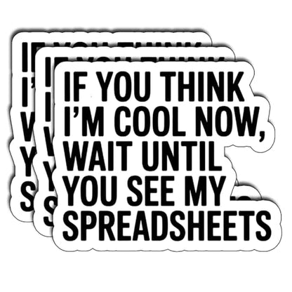 (3Pcs) Funny Spreadsheet Stickers If You Think I'm Cool Now Wait Until You See My Spreadsheets Waterproof Vinyl Decals for Laptop Water Bottle Tumbler Kindle Accountant Gifts - color: If You Think I’m Cool Now