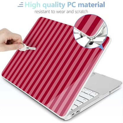 MEEgoodo Printed Case for New MacBook Neo 13 Case inch 2026 Release Model A3404, Laptop Hard Shell with Keyboard Cover & Screen Protector & USB-C Adapter, Red&Pink Stripe - color: Red&Pink Stripe