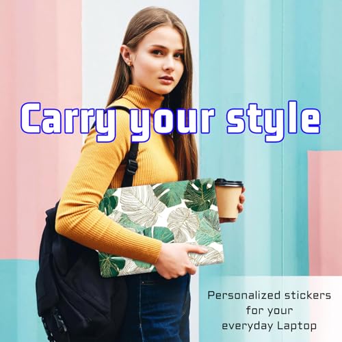 Universal Laptop Skin Sticker Decal, Compatible with MacBook HP Dell Lenovo 12"-15.6", Reusable Vinyl Notebook Cover 3PCS Set, High-Recognition Film-Gold & Green Monstera Leaves - color: Gold & Green Monstera Leaves