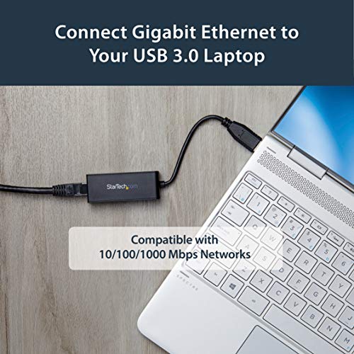 StarTech USB 3.0 to Gigabit Ethernet Adapter, USB to RJ45, TAA (USB31000S) | USB 3.0 to 10/100/1000 Gigabit Ethernet LAN Adapter - color: Black, size: 1Gbps, style: USB-A