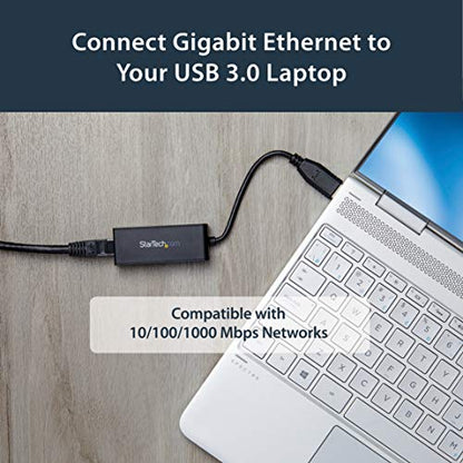 StarTech USB 3.0 to Gigabit Ethernet Adapter, USB to RJ45, TAA (USB31000S) | USB 3.0 to 10/100/1000 Gigabit Ethernet LAN Adapter - color: Black, size: 1Gbps, style: USB-A