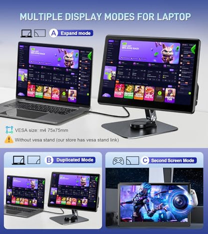 13.3" inch Portable FHD 1080P Touch Screen Monitor with HDMI VGA Port, Touchscreen Display Support VESA Mount, Small IPS Home Industrial Monitor for PC Laptop - size: 13.3 inch