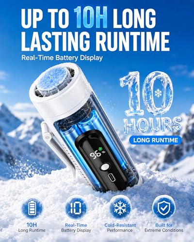 Mini Clip On Handheld Cooling Fan, 17000RPM 5 Speed Small Belt Fan with Ice Cooling Plate, Long Battery & LED Display, Portable Pocket Waist Fan for Travel Camping Hiking, Gifts for Men Women(White) - color: White