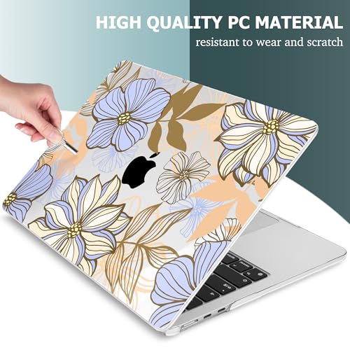 Mektron for 2026/2025/2024/2023 MacBook Air 15 INCH M5 A3448 /M4 A3241 /M3 A3114 /M2 A2941 Case, Printed Plastic Hard Shell Cover with 15.3" Liquid Retina Display Touch ID, Abstract Floral - color: Abstract Floral