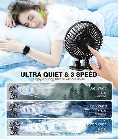 JZCreater USB Desk Fan, Mini Portable, 3 Speeds Desktop Table Cooling, Plug in Power, Rotation Strong Wind, Quiet Personal Small for Home Office Travel Bedroom, Black - color: Black Black