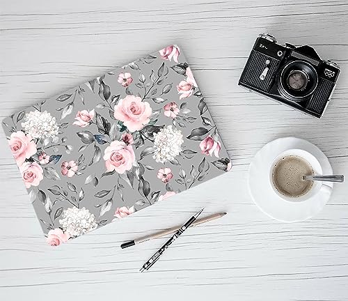 LanBaiLan Laptop Plastic Hard Shell Protective Case, Compatible for New MacBook Air 13 inch 2020 2019 2018 Release A2337 M1 A2179 A1932 Retina Display with Touch ID & Keyboard Cover, Grey Flowers - color: Grey flowers