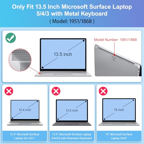 Mektron Case for 13.5" Microsoft Surface Laptop 5/4/3 with Metal Palm Rest Model 1951/1868, 2019/2021/2022 Release Plastic Hard Shell Cover with Screen Protector + Keyboard Cover, Rainbow Cosmic - color: Rainbow Cosmic