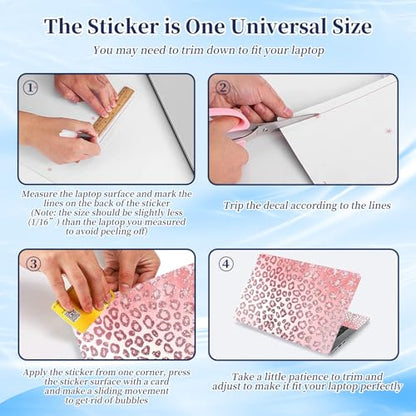 Universal Laptop Protective Skin,Trim-to-Fit Vinyl Sticker for 13–16 Inch Laptop,MacBook,Tablet & Notebook,Scratch-Proof Waterproof Cover,Pink Leopard Print - color: Pink Leopard Print