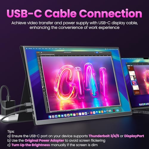 Upperizon Portable Monitor 18.5 inch FHD 130% sRGB 100Hz HDR HDMI USB-C Travel Monitor for Laptop MacBook PC Surface PS5 Xbox, Large External Display with Cover & Speakers, VESA Compatible - size: 18.5 inch