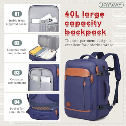 Joyway Expandable Carry on Luggage Sets Airline Approved, Lightweight Hard Shell 20 Inch Carry-on Suitcase with Spinner Wheels - color: Navy, size: Carry on luggage