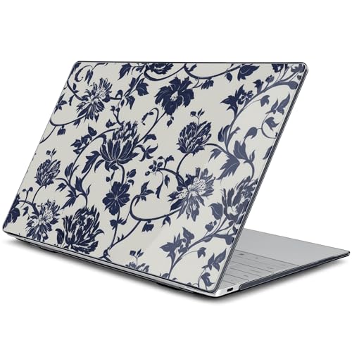 Batianda Navy Floral Vine Case for Dell XPS 13 Laptop 2024 2025 | Fits Model 9340/9345/9350 13.4" Display, Lightweight Slim Shell Protection for Girls, Office Users and Classic Style Fans - color: Navy flowers