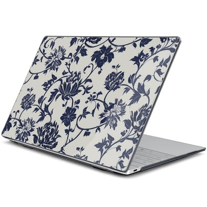 Batianda Navy Floral Vine Case for Dell XPS 13 Laptop 2024 2025 | Fits Model 9340/9345/9350 13.4" Display, Lightweight Slim Shell Protection for Girls, Office Users and Classic Style Fans - color: Navy flowers