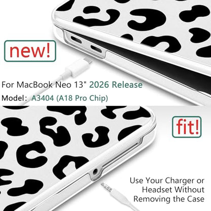 for MacBook Neo 13 inch Case 2026 (Model A3404), Artistic Leopard Pattern Ultra Slim Frosted Matte Hard Shell, Anti-Scratch & Fingerprint Resistant Cover, Leopard Clear - color: Leopard Clear
