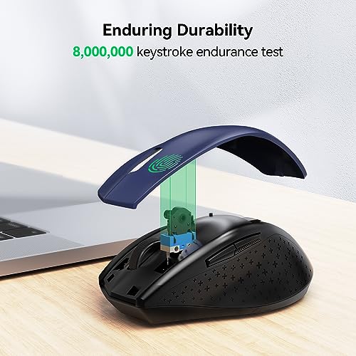 TECKNET Wireless Mouse, 2.4G USB Computer Mouse with 6-Level Adjustable 4800 DPI, 30 Months Battery, Ergonomic Grips, 6 Buttons Portable for PC, Chromebook, Mac - Blue - color: Blue